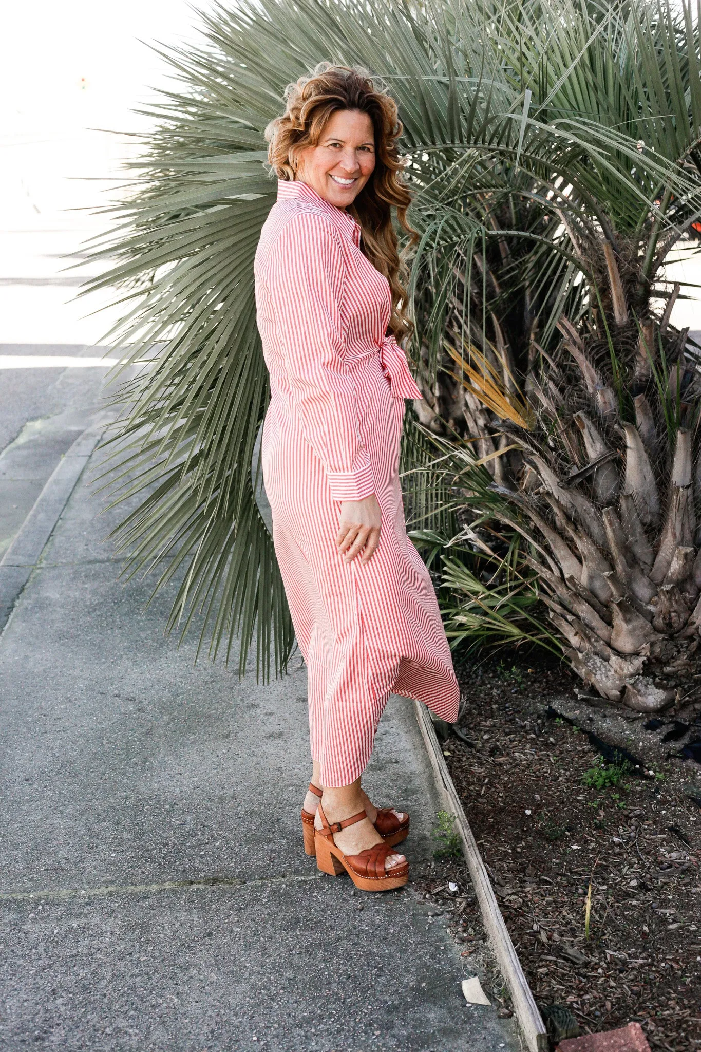 Poplin Red Stripe Dress