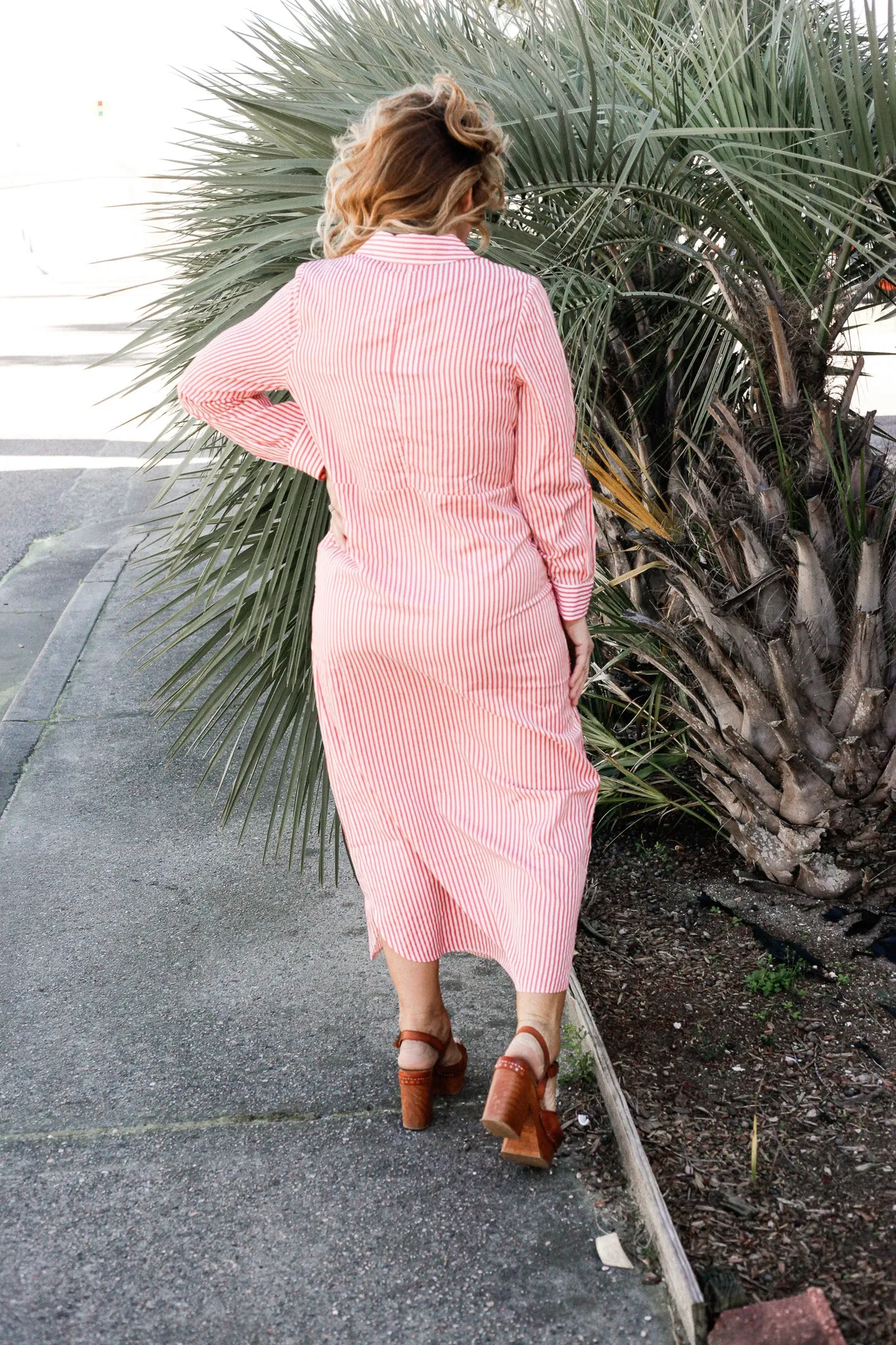 Poplin Red Stripe Dress