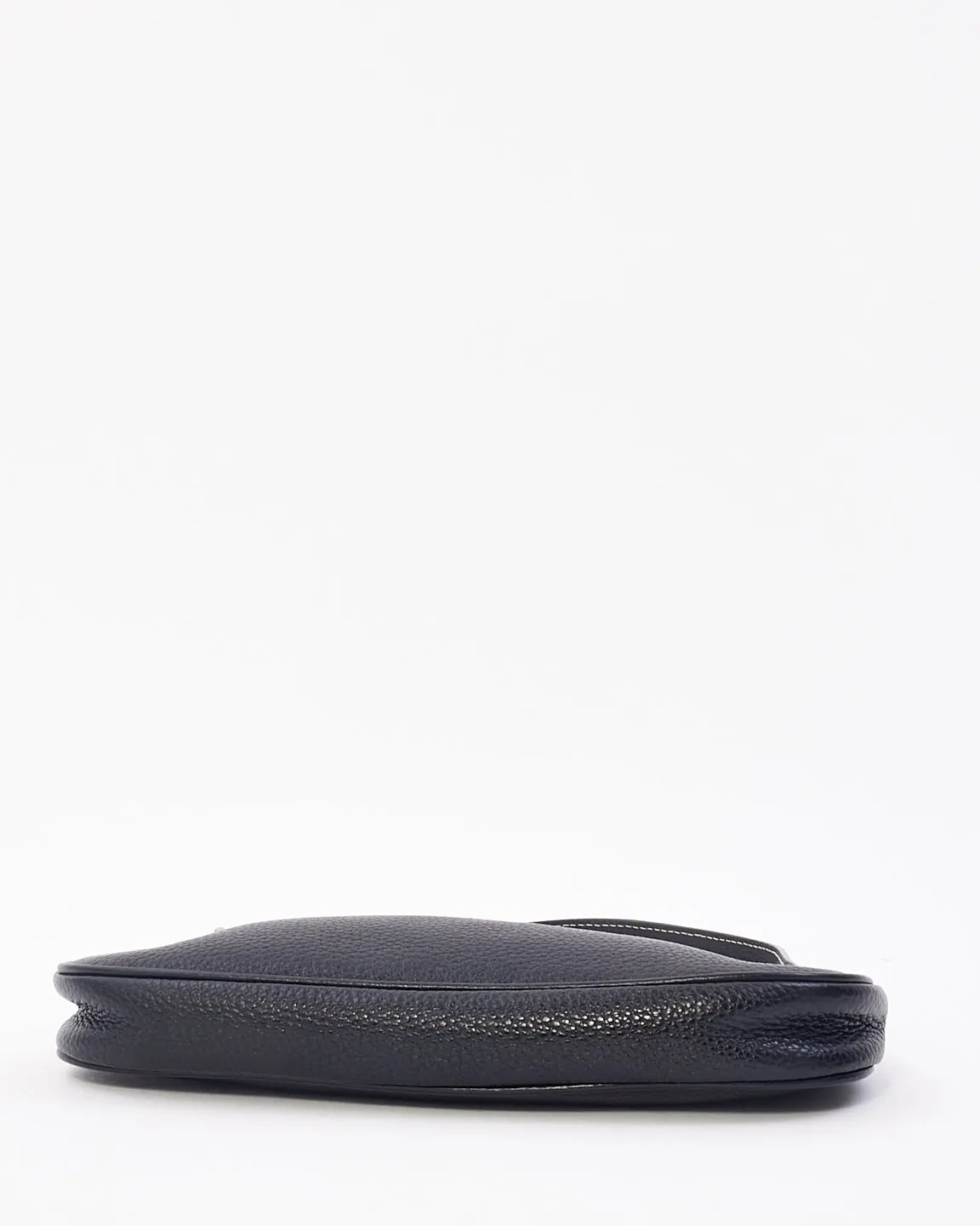 Prada Black Grained Leather with White Stitching Small Shoulder Bag