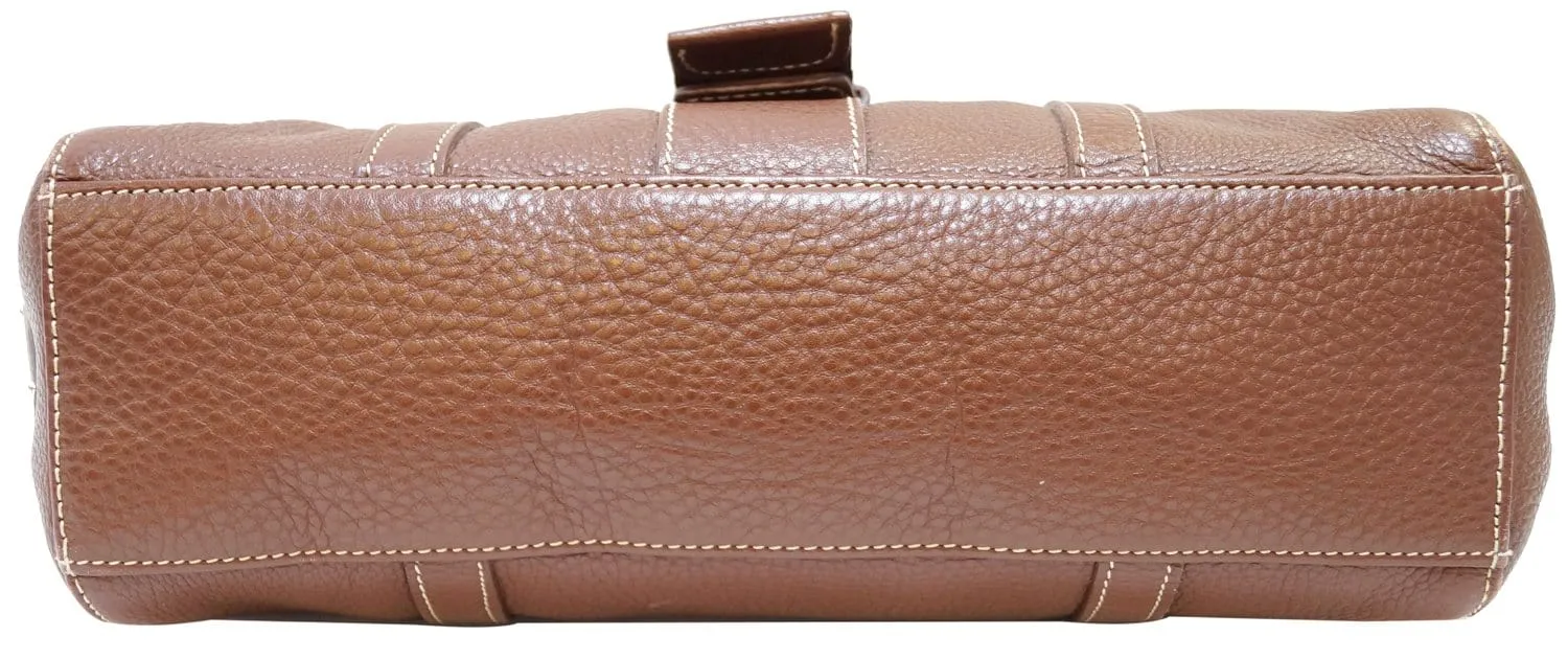 PRADA Brown Leather Grommet Shoulder Bag