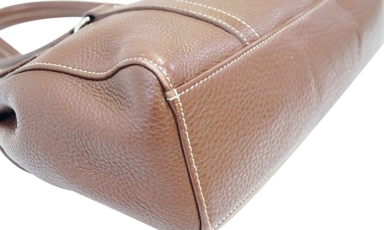 PRADA Brown Leather Grommet Shoulder Bag