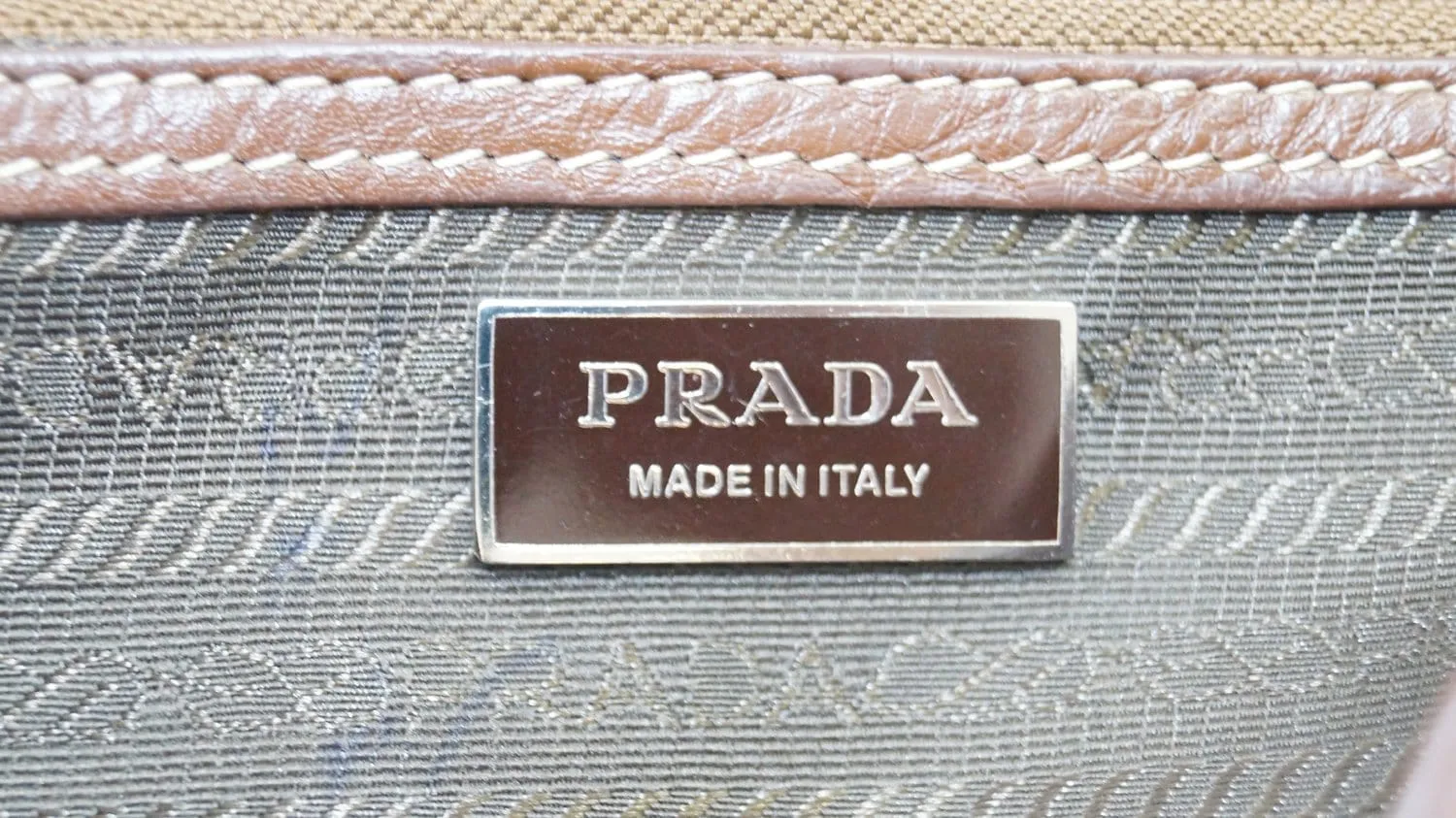 PRADA Brown Leather Grommet Shoulder Bag