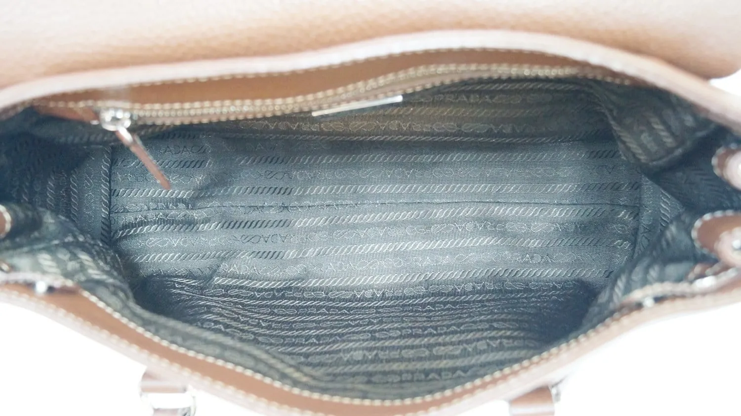 PRADA Brown Leather Grommet Shoulder Bag