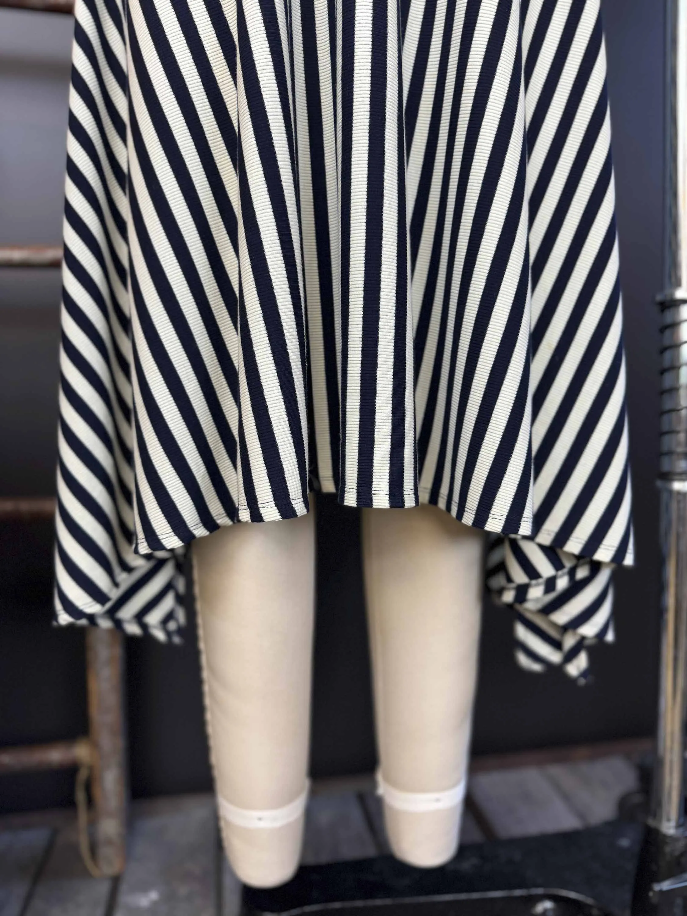 Pre-loved Black and White Striped Rib Knit Dress - Size M