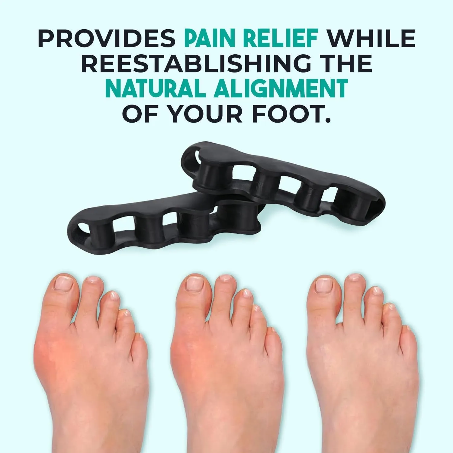 Primalstep Toe Separators - Doctor Recommended - Correct Foot and Bunion Pain, Plantar Fasciitis - Toe Straightener to Improve Functional Athletic Mobility - Stretches to Fit (S/M)