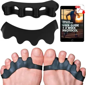 Primalstep Toe Separators - Doctor Recommended - Correct Foot and Bunion Pain, Plantar Fasciitis - Toe Straightener to Improve Functional Athletic Mobility - Stretches to Fit (S/M)