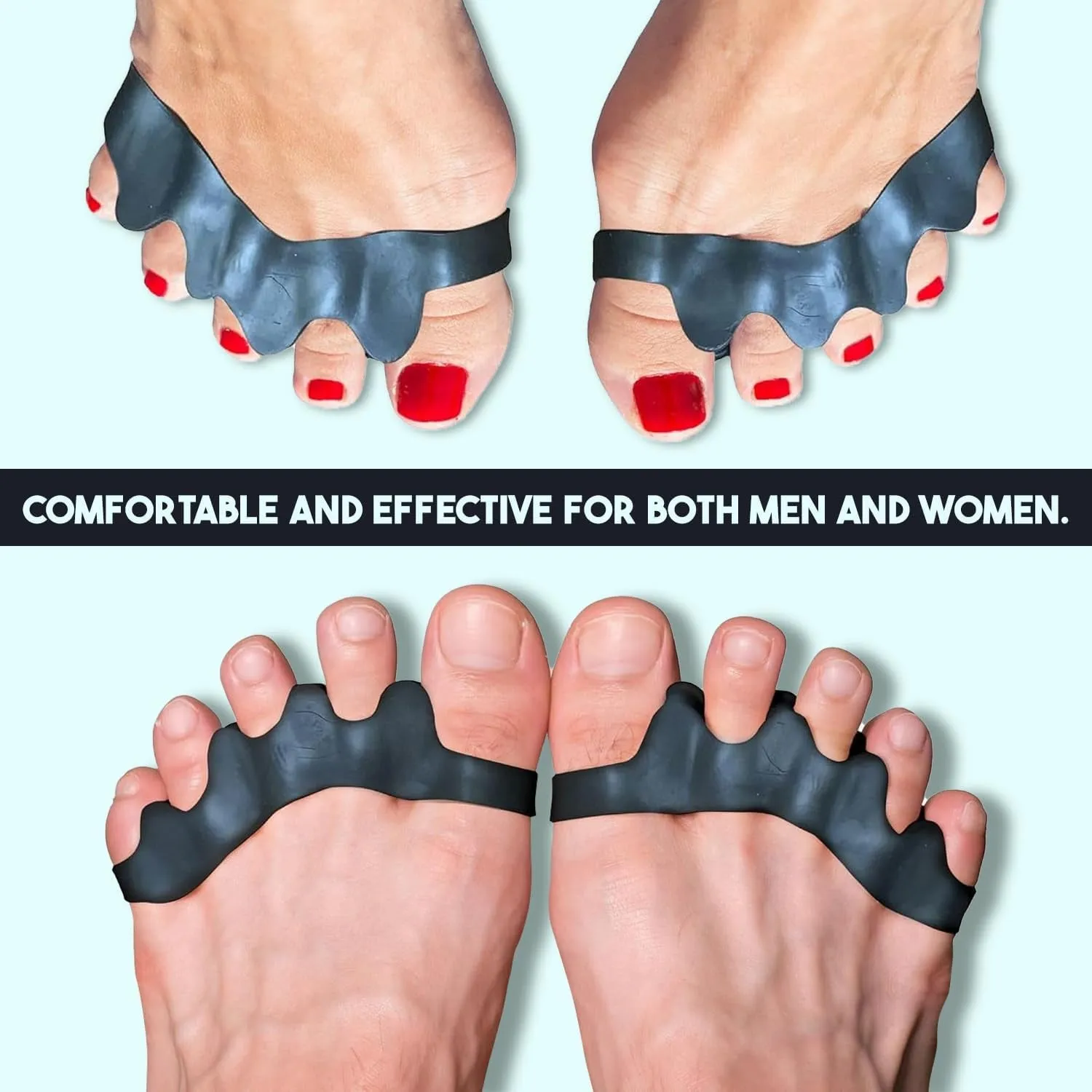 Primalstep Toe Separators - Doctor Recommended - Correct Foot and Bunion Pain, Plantar Fasciitis - Toe Straightener to Improve Functional Athletic Mobility - Stretches to Fit (S/M)