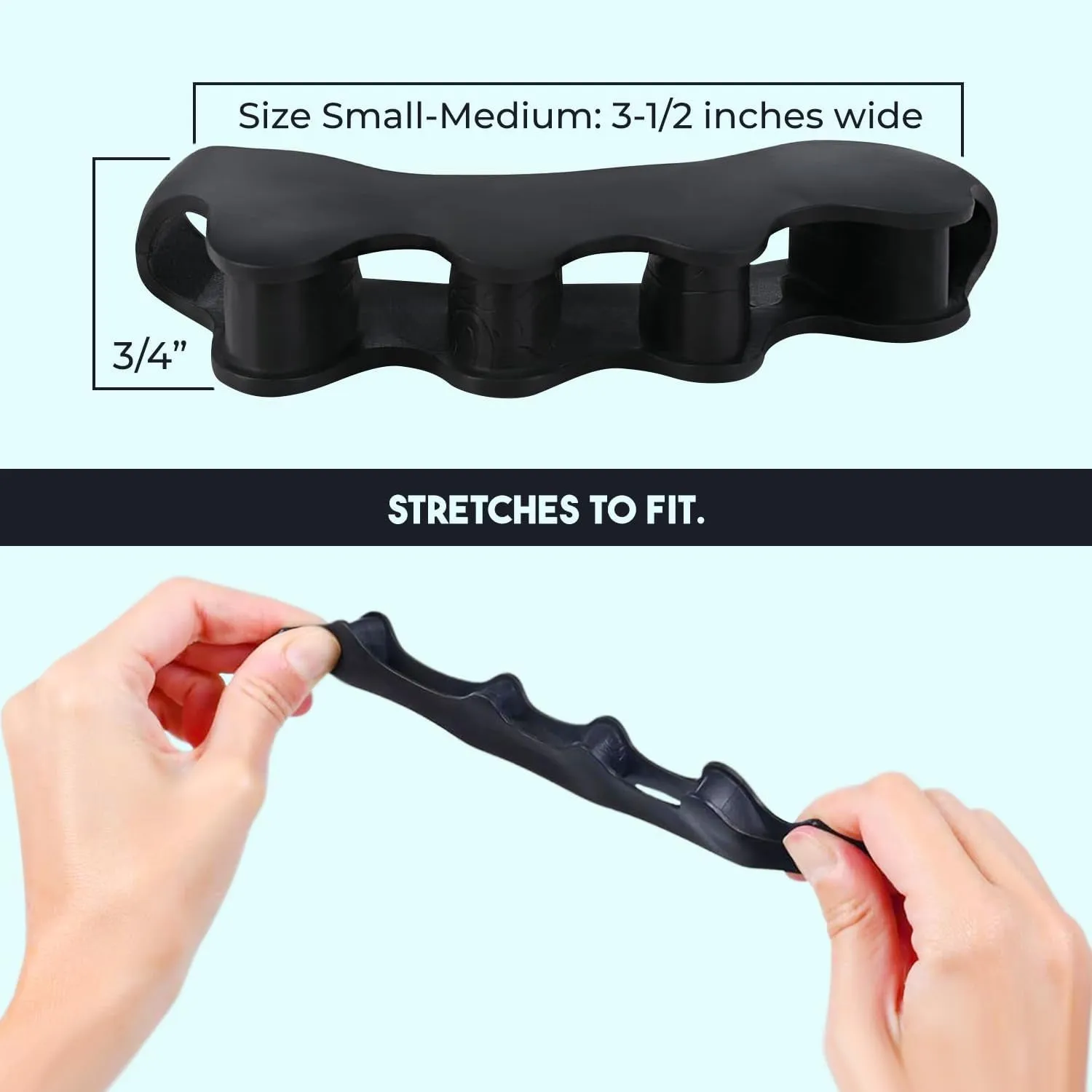 Primalstep Toe Separators - Doctor Recommended - Correct Foot and Bunion Pain, Plantar Fasciitis - Toe Straightener to Improve Functional Athletic Mobility - Stretches to Fit (S/M)