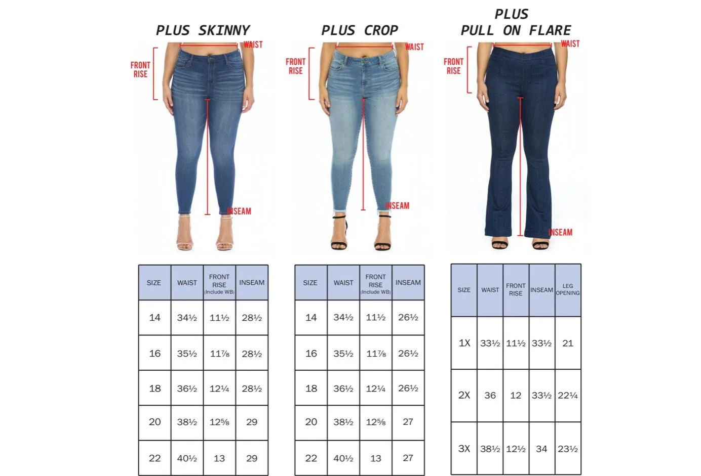 Pull On Dark Wash Plus Flare Jeans - 30”