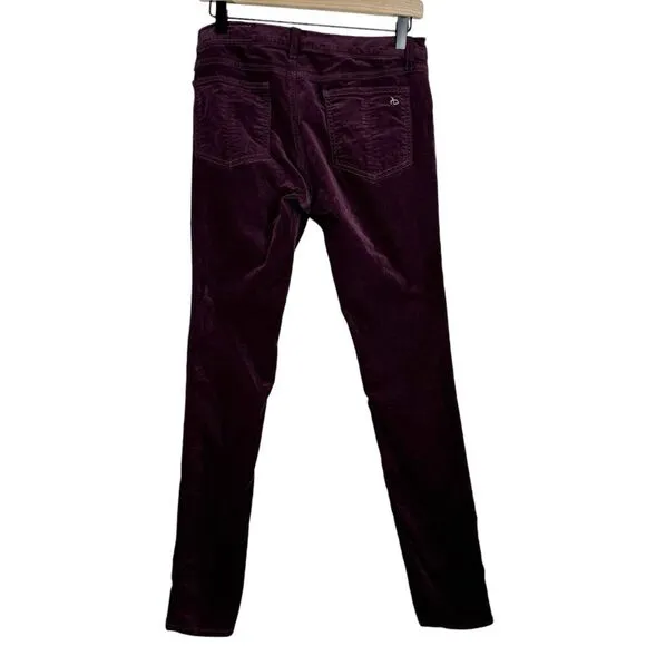 Rag &amp; Bone Burgundy Purple Velvet Skinny Jeans Jewel Tone Women’s Size 29