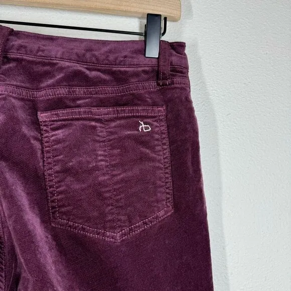 Rag &amp; Bone Burgundy Purple Velvet Skinny Jeans Jewel Tone Women’s Size 29
