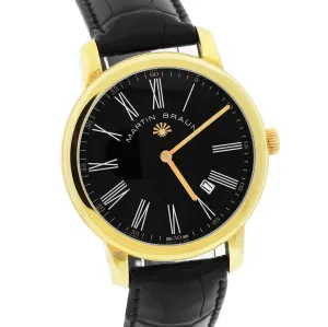 RARE Martin Braun Classic BL MAB 88 18K Yellow Gold Plated 41mm Black Dial Watch