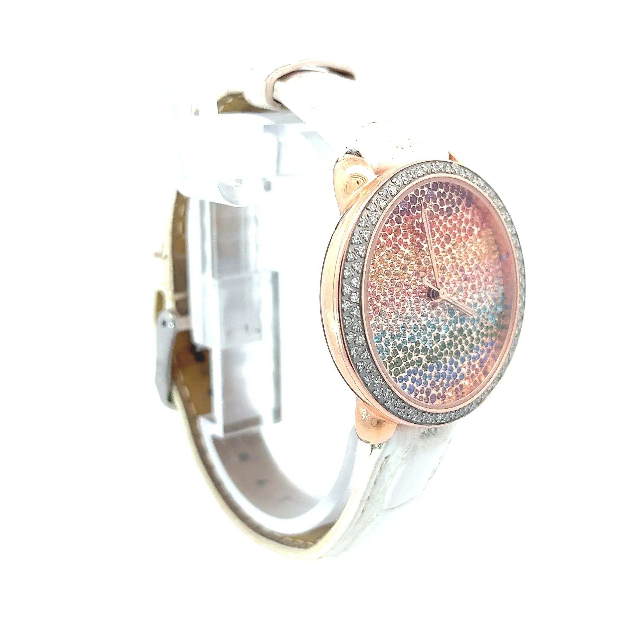 Rare Preloved MICHELE Serein Carousel Rainbow Topaz And Diamond 36mm Watch