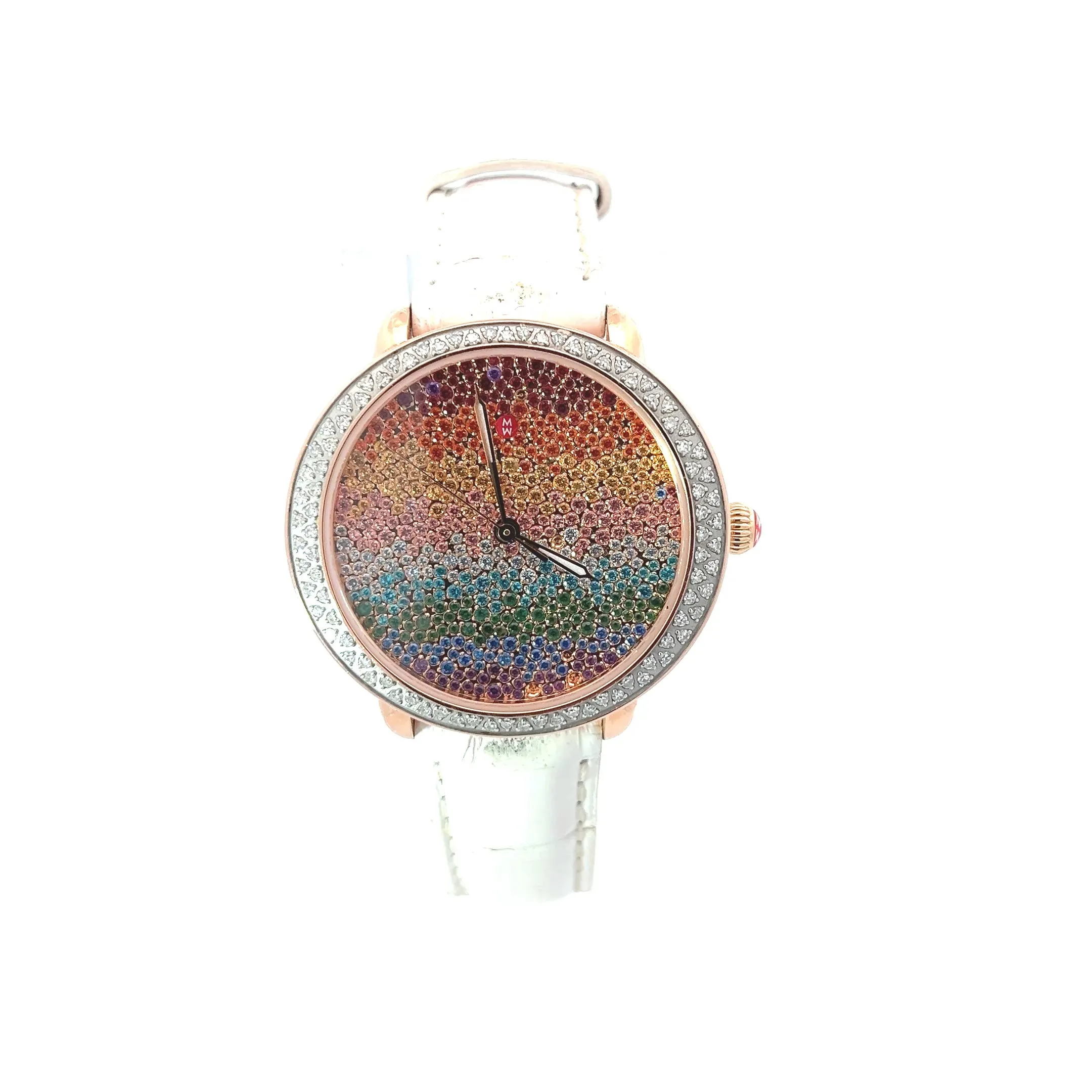 Rare Preloved MICHELE Serein Carousel Rainbow Topaz And Diamond 36mm Watch