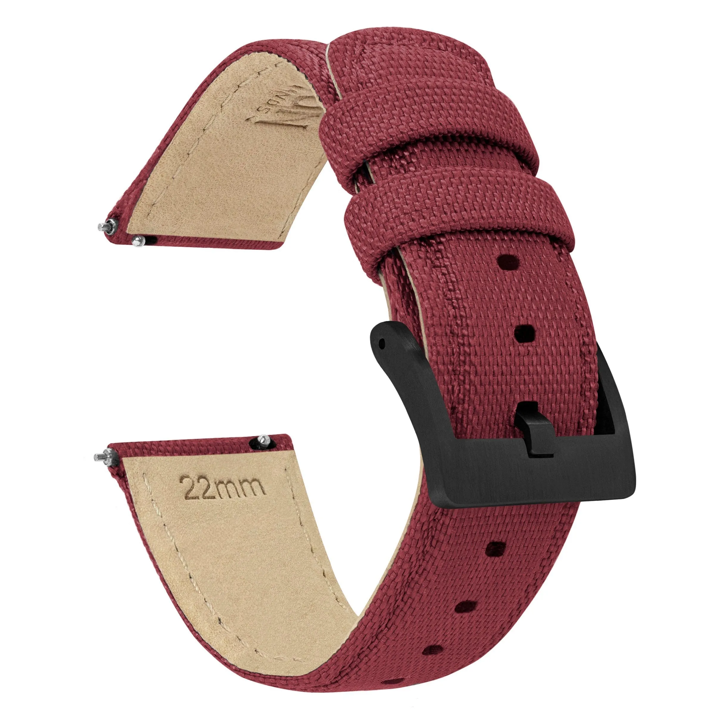 Raspberry Red Sailcloth Quick Release Watch Band (22mm, 23mm, 24mm SALE)