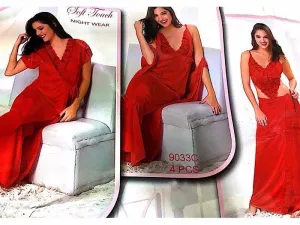 Red Nighty Sets For Newly Weds Brides - 9033C - 4 Pieces Nighty Sets