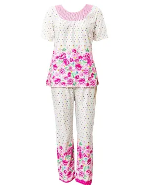Red Rose Printed 2 Pcs Nightdress For Girls 25.3 - Women Nightdress