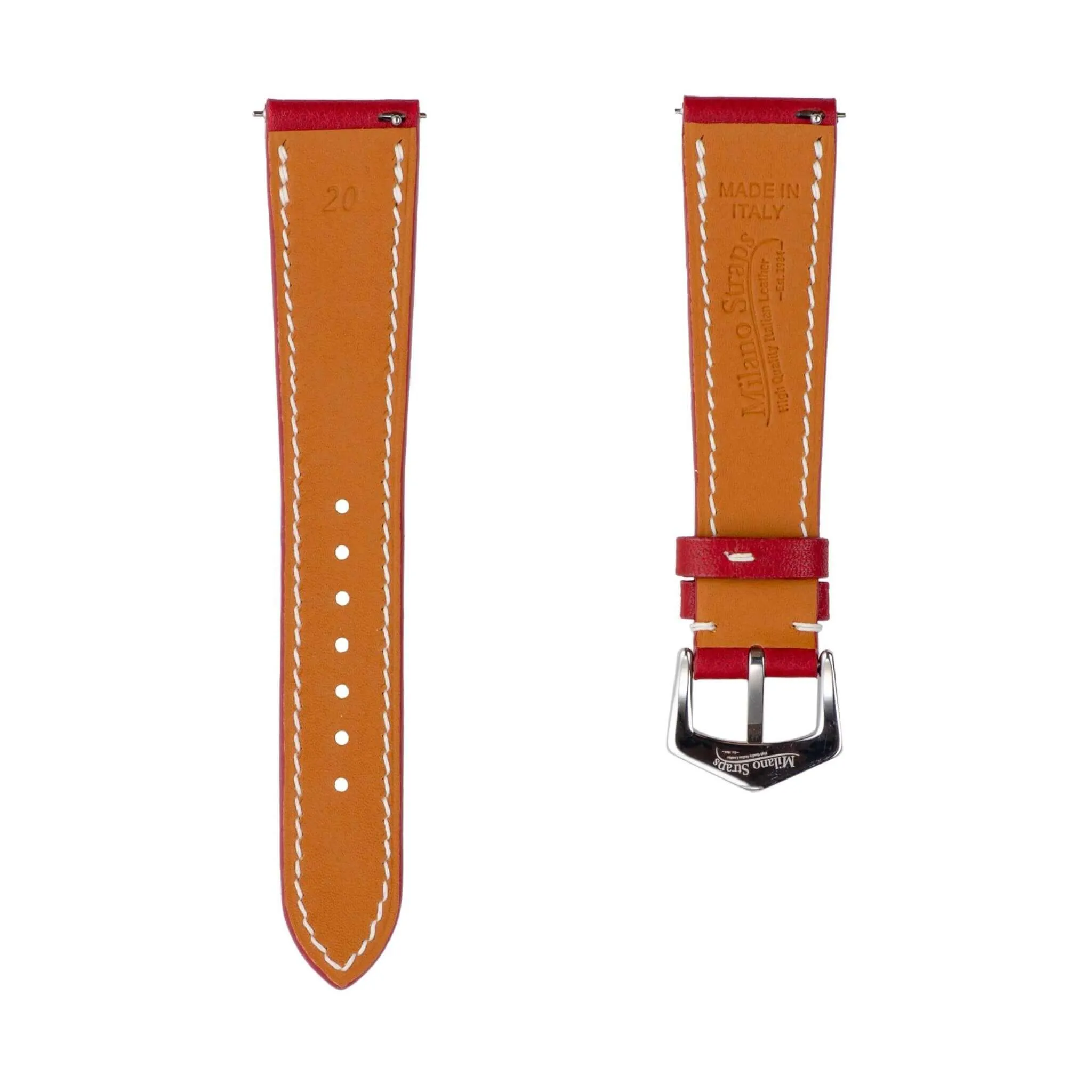 Red Swift Leather Watch Strap