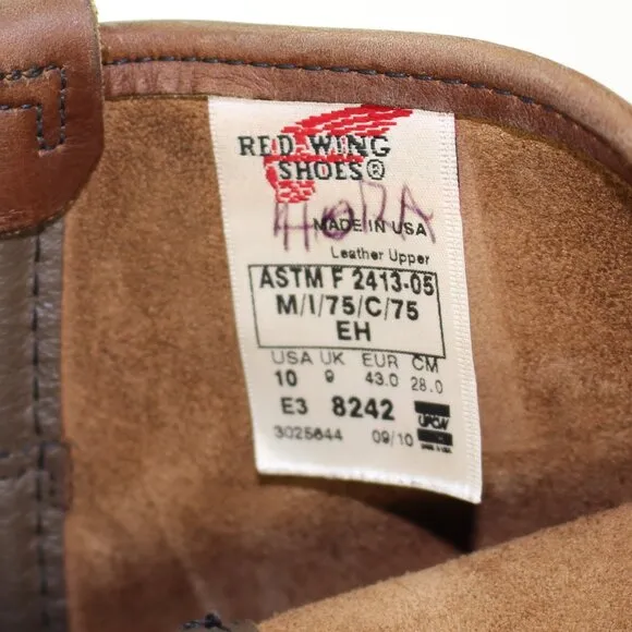 Red Wing Shoes 8242 Pecos Steel Toe Leather Boots Mens (EU 43.5/US 10)