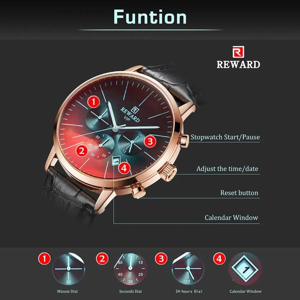 REWARD Men Sport Watches Waterproof Outdoor Wristwatch