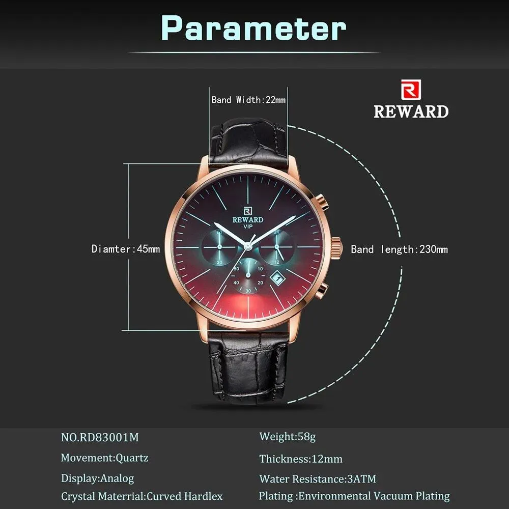 REWARD Men Sport Watches Waterproof Outdoor Wristwatch
