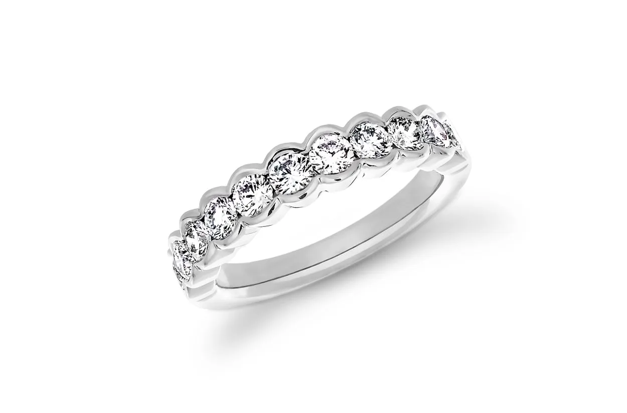 Ring Platinum Half Band Bezel Diamonds