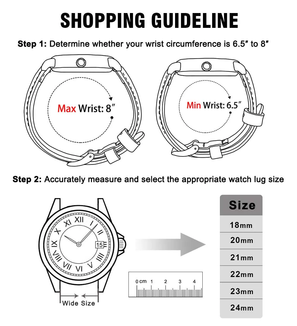 Ritche Quick Release Genuine Leather Watch Bands with Moisture-Proof Core & Stainless Buckle
