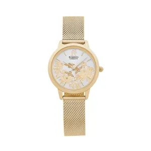 Roberto Carati Floral Gold Mesh Band Watch