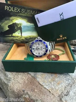 ROLEX 16610 SUBMARINER MENS LADIES STEEL MOTHER OF PEARL DIAMOND SAPPHIRE DIAL