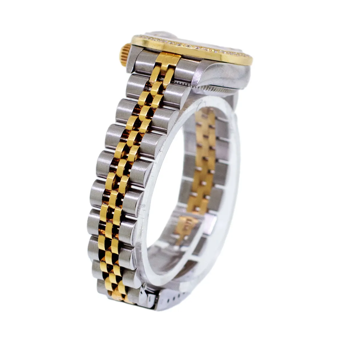 Rolex Lady-Datejust 26mm Yellow Gold Steel White Diamond Dial & Diamond Bezel 69173