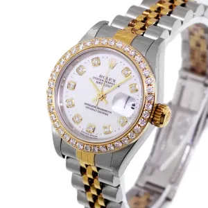 Rolex Lady-Datejust 26mm Yellow Gold Steel White Diamond Dial & Diamond Bezel 69173