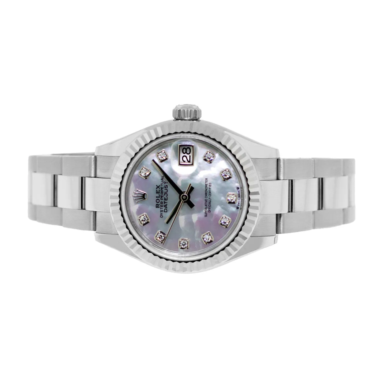 Rolex Lady-Datejust 28mm White Gold & Steel Mother of Pearl Dial & Fluted Bezel 279174