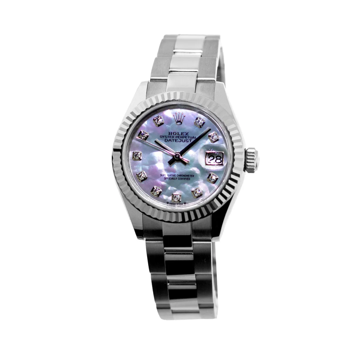 Rolex Lady-Datejust 28mm White Gold & Steel Mother of Pearl Dial & Fluted Bezel 279174