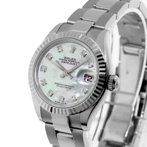 Rolex Lady-Datejust 28mm White Gold & Steel Mother of Pearl Dial & Fluted Bezel 279174