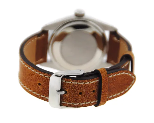 Rolex Oyster Perpetual Date Stainless Steel Watch 1500 34mm Mint Condition Strap Leather Band