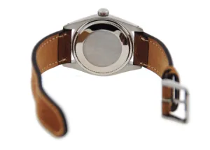 Rolex Oyster Perpetual Date Stainless Steel Watch 1500 34mm Mint Condition Strap Leather Band