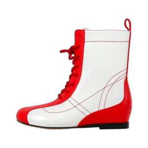Round Toe Lace-up Boxing Ankle Boots