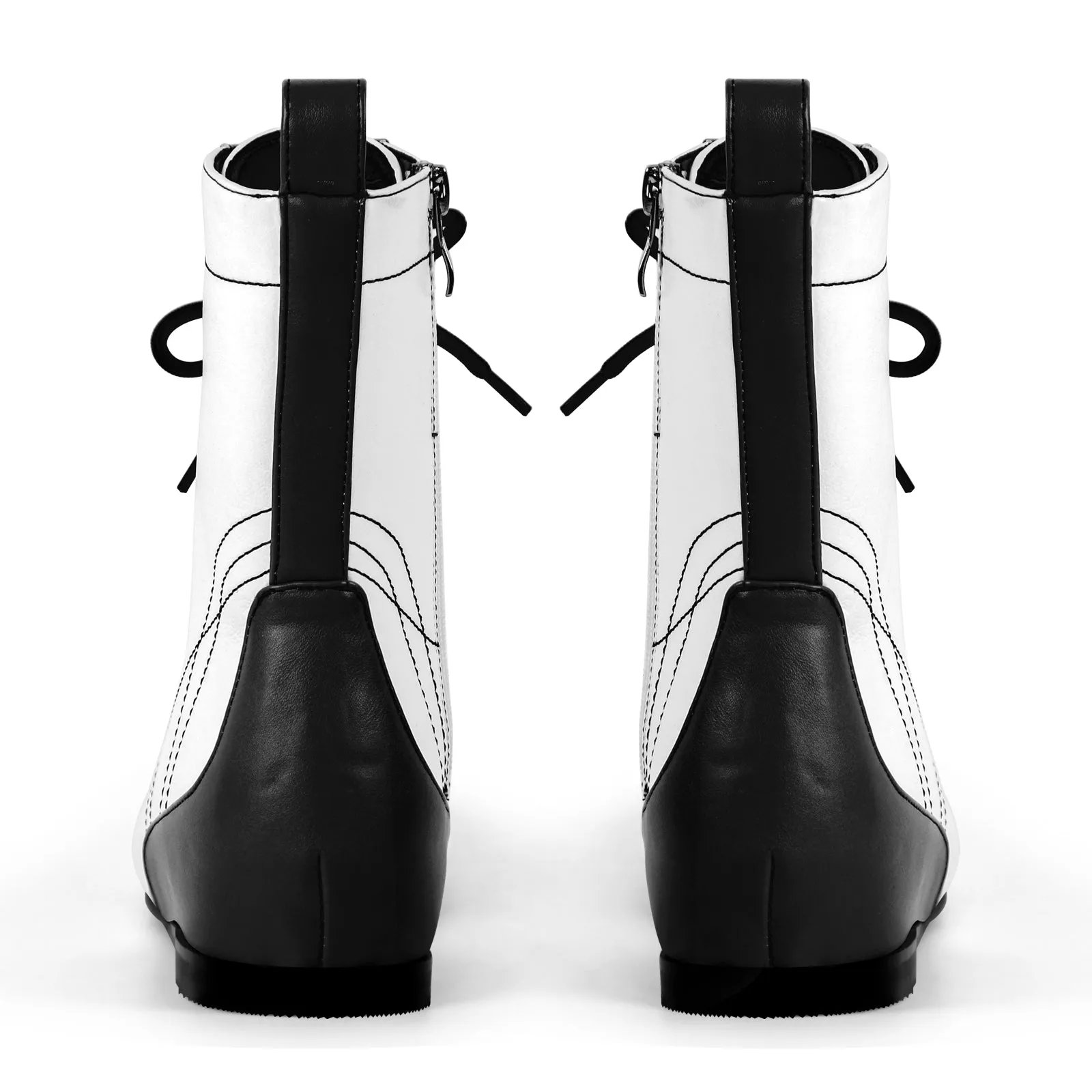 Round Toe Lace-up Boxing Ankle Boots