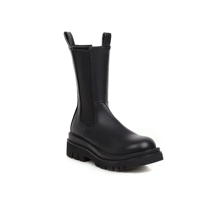 Round Toe Platform Womens Boots