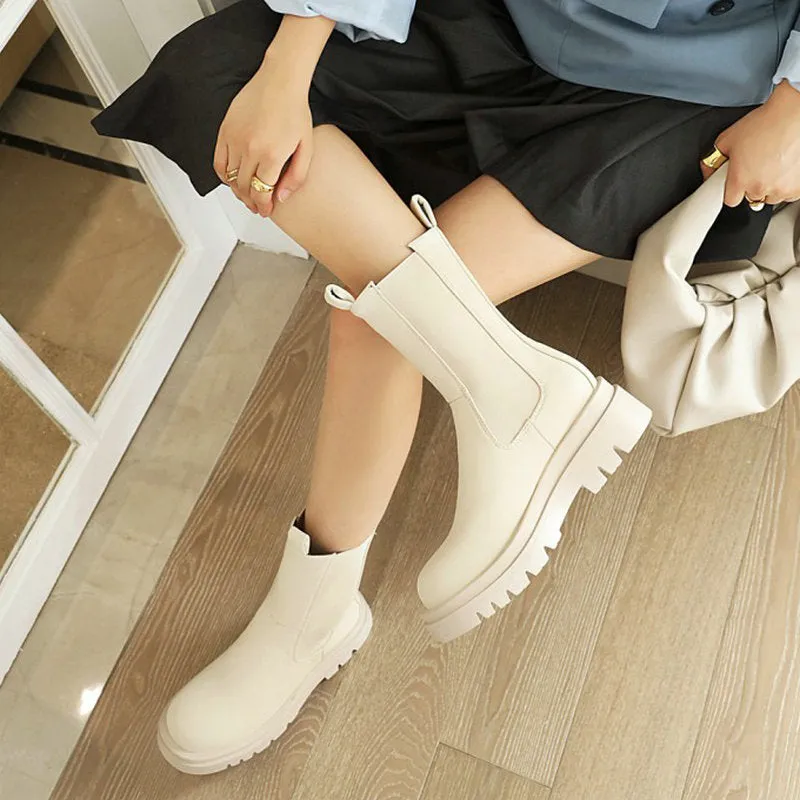 Round Toe Platform Womens Boots