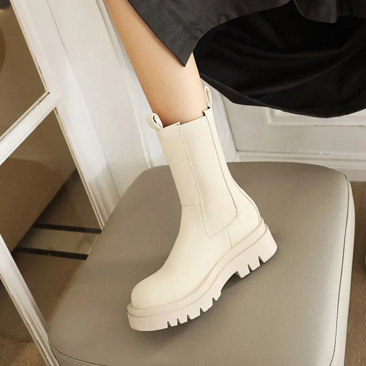 Round Toe Platform Womens Boots