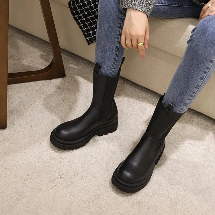 Round Toe Platform Womens Boots