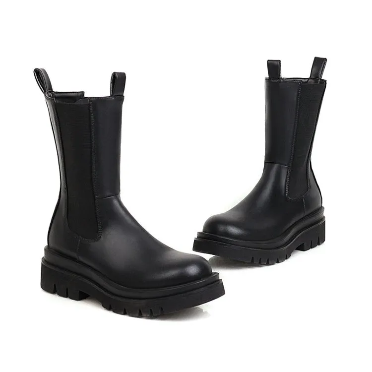 Round Toe Platform Womens Boots