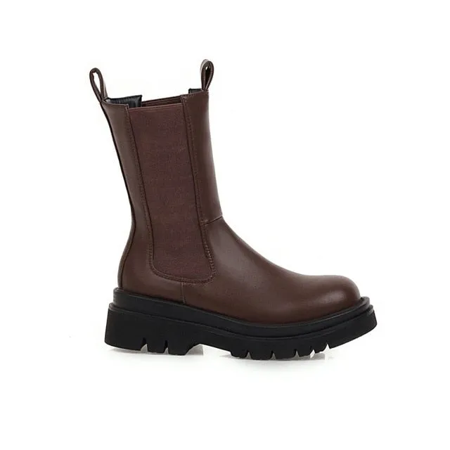 Round Toe Platform Womens Boots