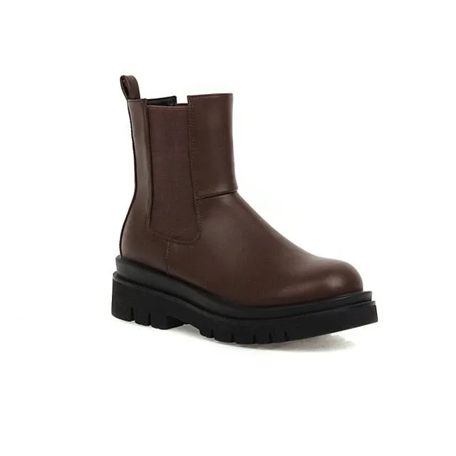 Round Toe Platform Womens Boots