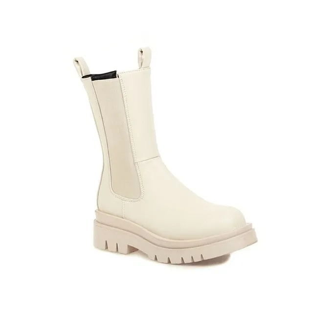 Round Toe Platform Womens Boots