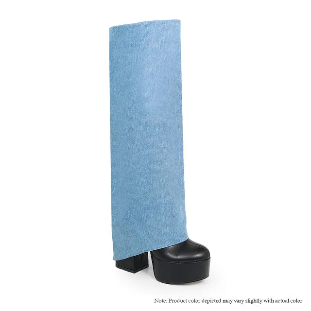 ROY-2 Denim/Black Faux Leather