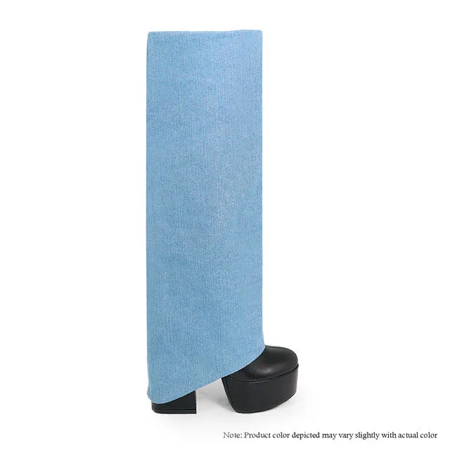 ROY-2 Denim/Black Faux Leather