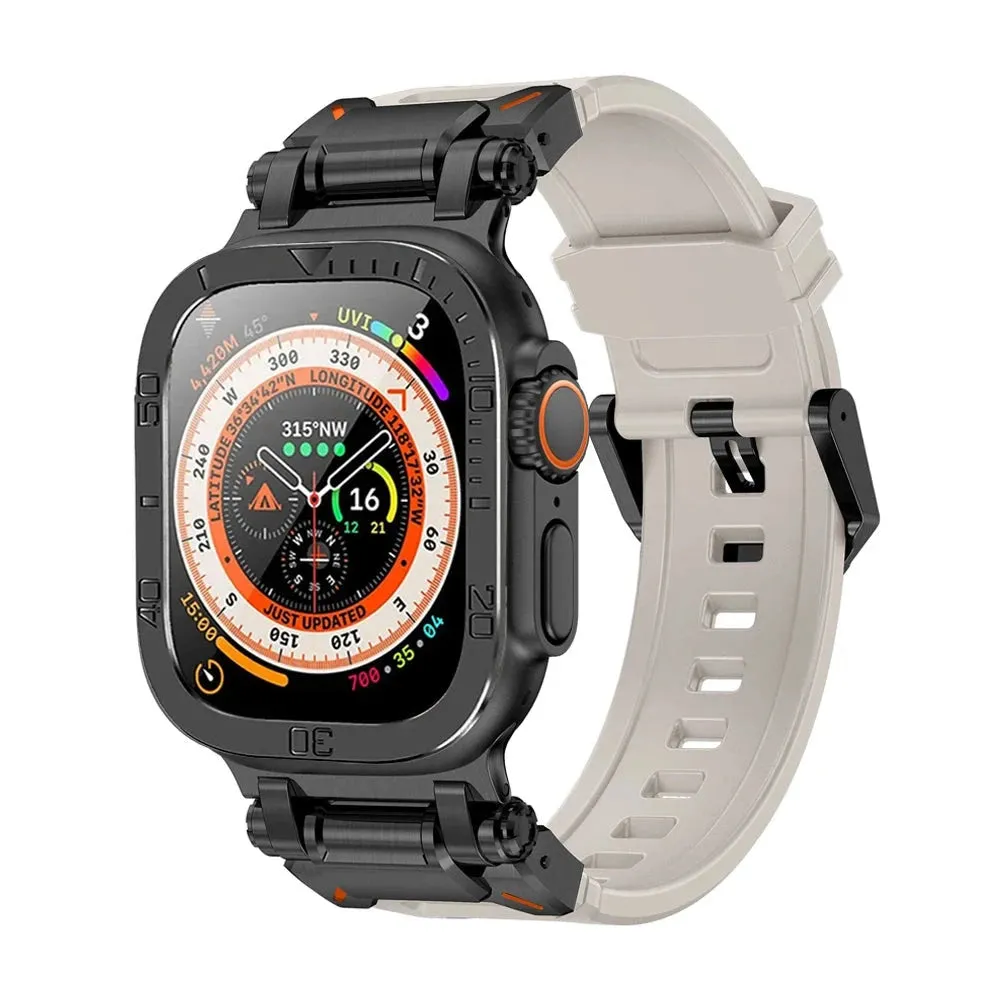 Rugged Silicon Band with Metal Case and Glass
