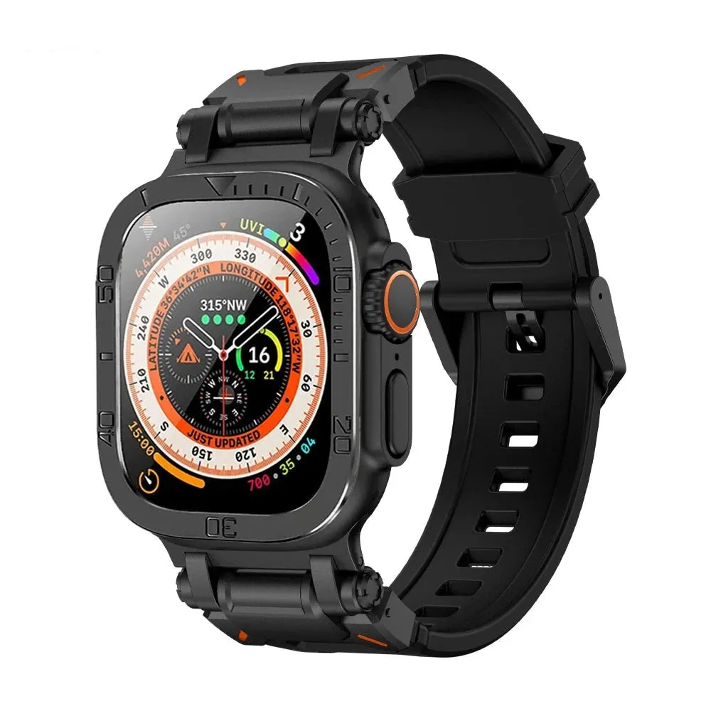 Rugged Silicon Band with Metal Case and Glass